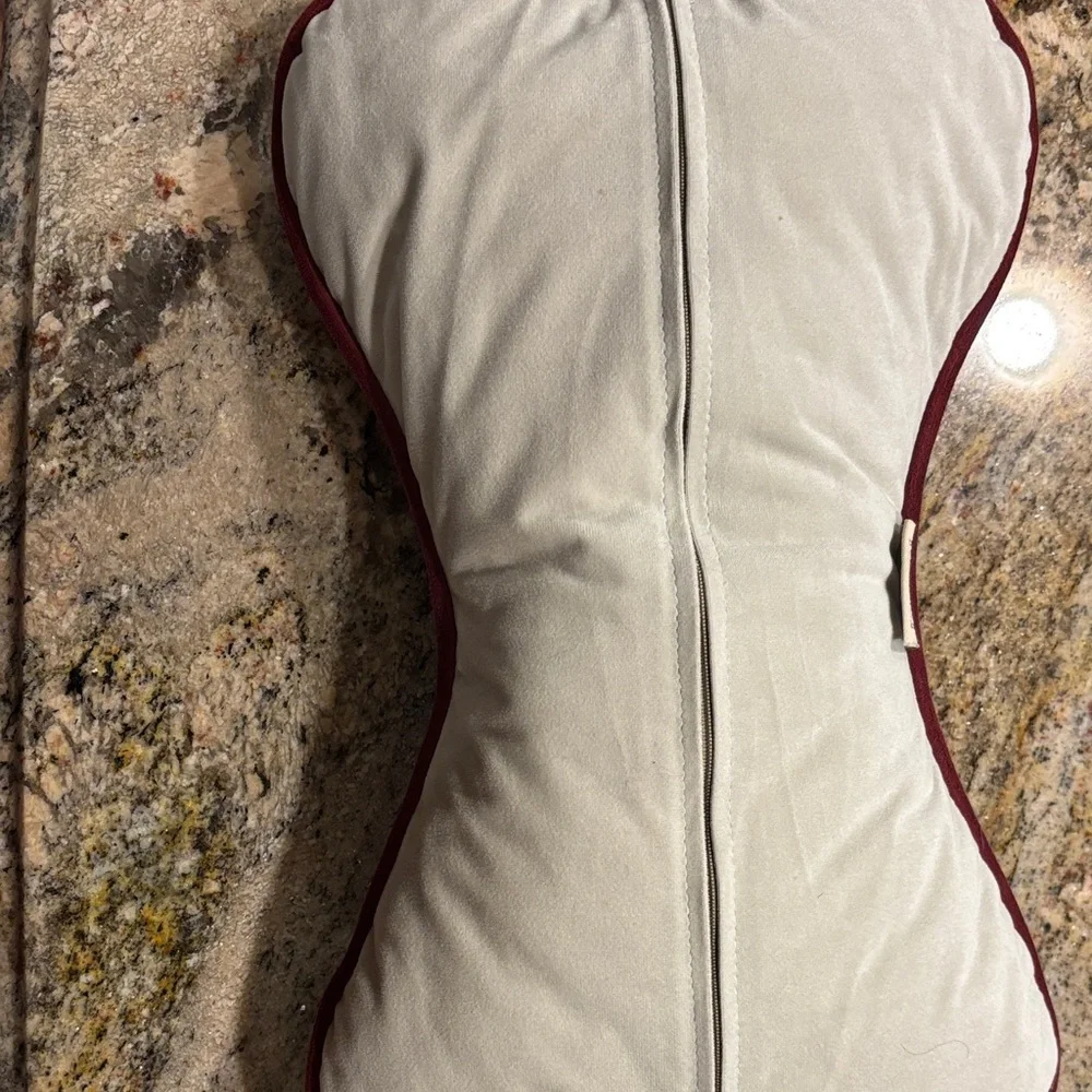 Chloe Bone-Shaped Dog Pillow - Cream and Red
